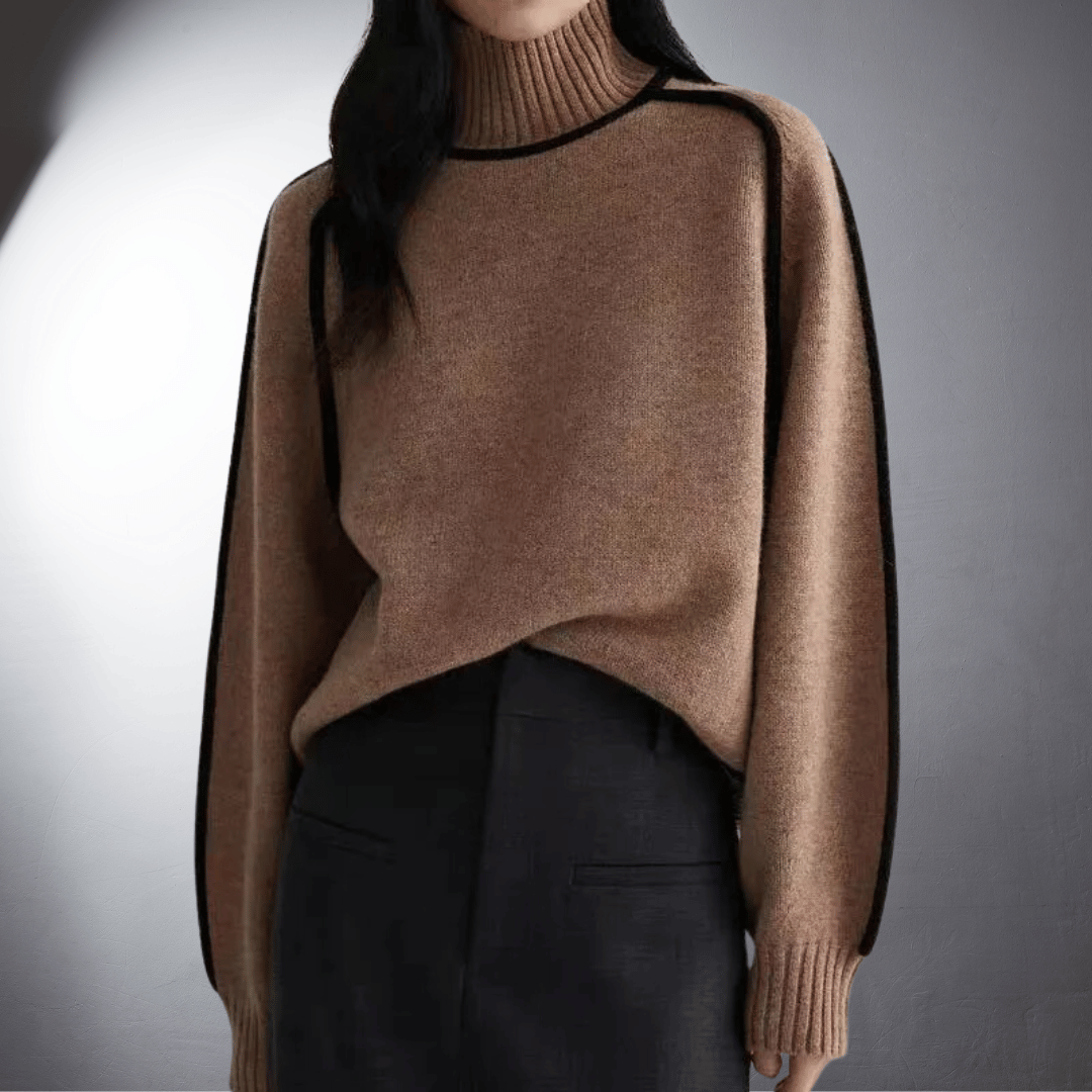 Elegancki sweter z golfem damski na jesień i zimę komfortowy i miękki 3
