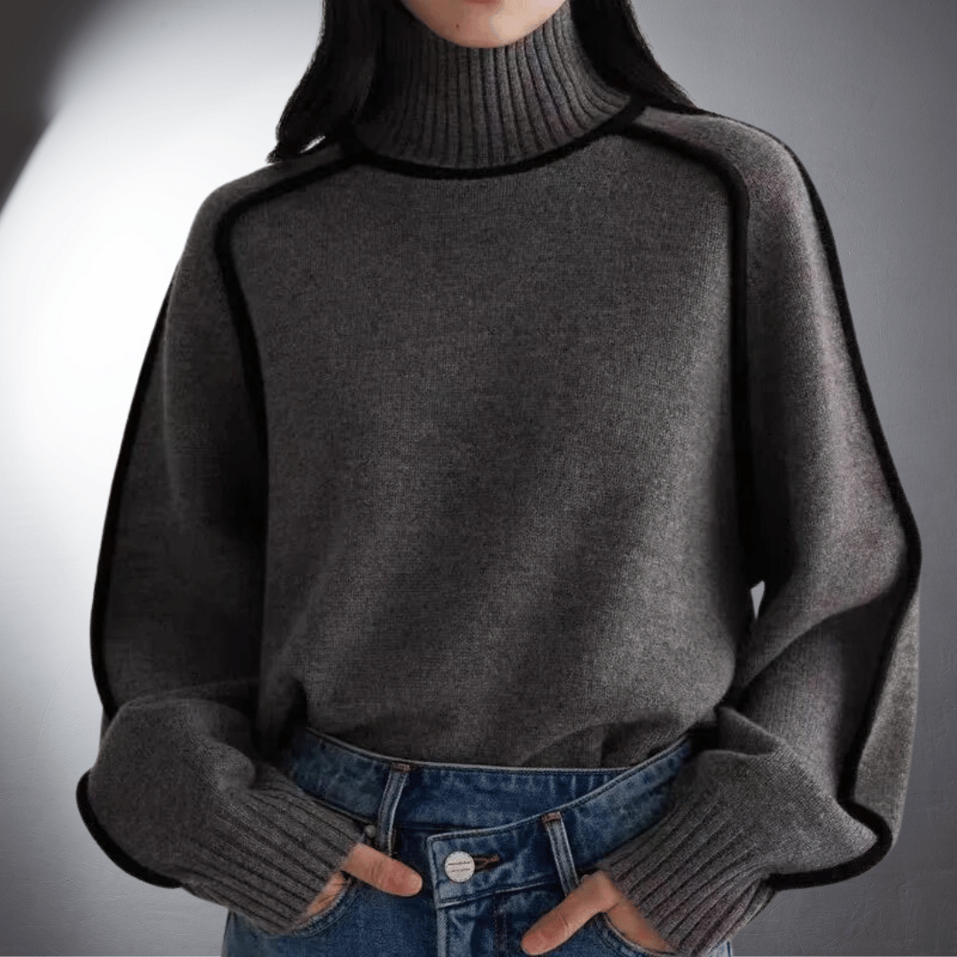 Elegancki sweter z golfem damski na jesień i zimę komfortowy i miękki 5