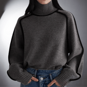 Elegancki sweter z golfem damski na jesień i zimę komfortowy i miękki 5