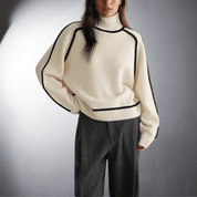 Elegancki sweter z golfem damski na jesień i zimę komfortowy i miękki 7