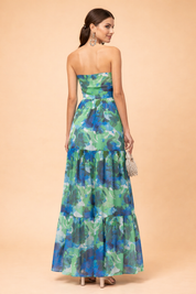 STEPHANIE | Elegancka, kwiecista sukienka tuba maxi