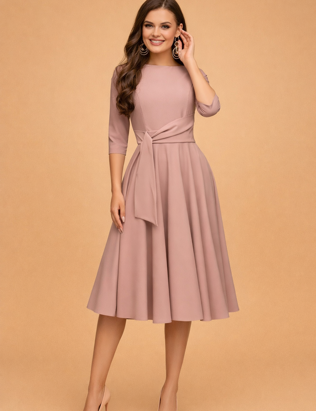 VIOLET | Elegancka sukienka midi z kokardą