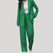 Emilia | Damen Taillierter Zweireihiger Hosenanzug mit Weiter Hose 9