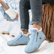 Frieda | Damen Gefütterte Ankle Boots Kunstleder Reißverschluss Winterstiefeletten 10