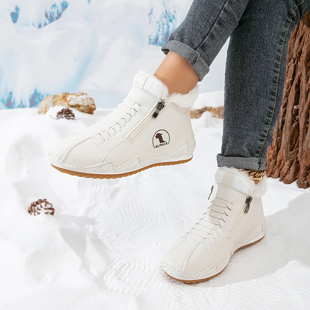 Frieda | Damen Gefütterte Ankle Boots Kunstleder Reißverschluss Winterstiefeletten 3