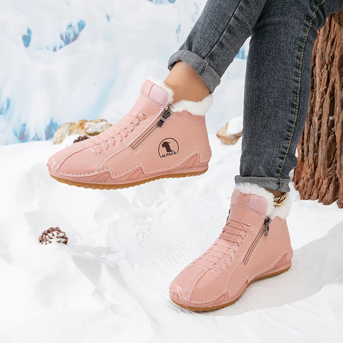 Frieda | Damen Gefütterte Ankle Boots Kunstleder Reißverschluss Winterstiefeletten 9