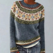 Johanna | Damen Rundhals Strickpullover im Retro-Norweger-Muster 0