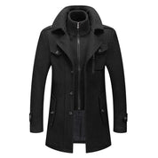 Lukas | Herren Zweiteiliger Wollmantel Slim-Fit Wintermantel mit Strickkragen 0