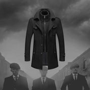 Lukas | Herren Zweiteiliger Wollmantel Slim-Fit Wintermantel mit Strickkragen 1