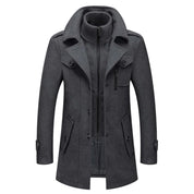 Lukas | Herren Zweiteiliger Wollmantel Slim-Fit Wintermantel mit Strickkragen 3