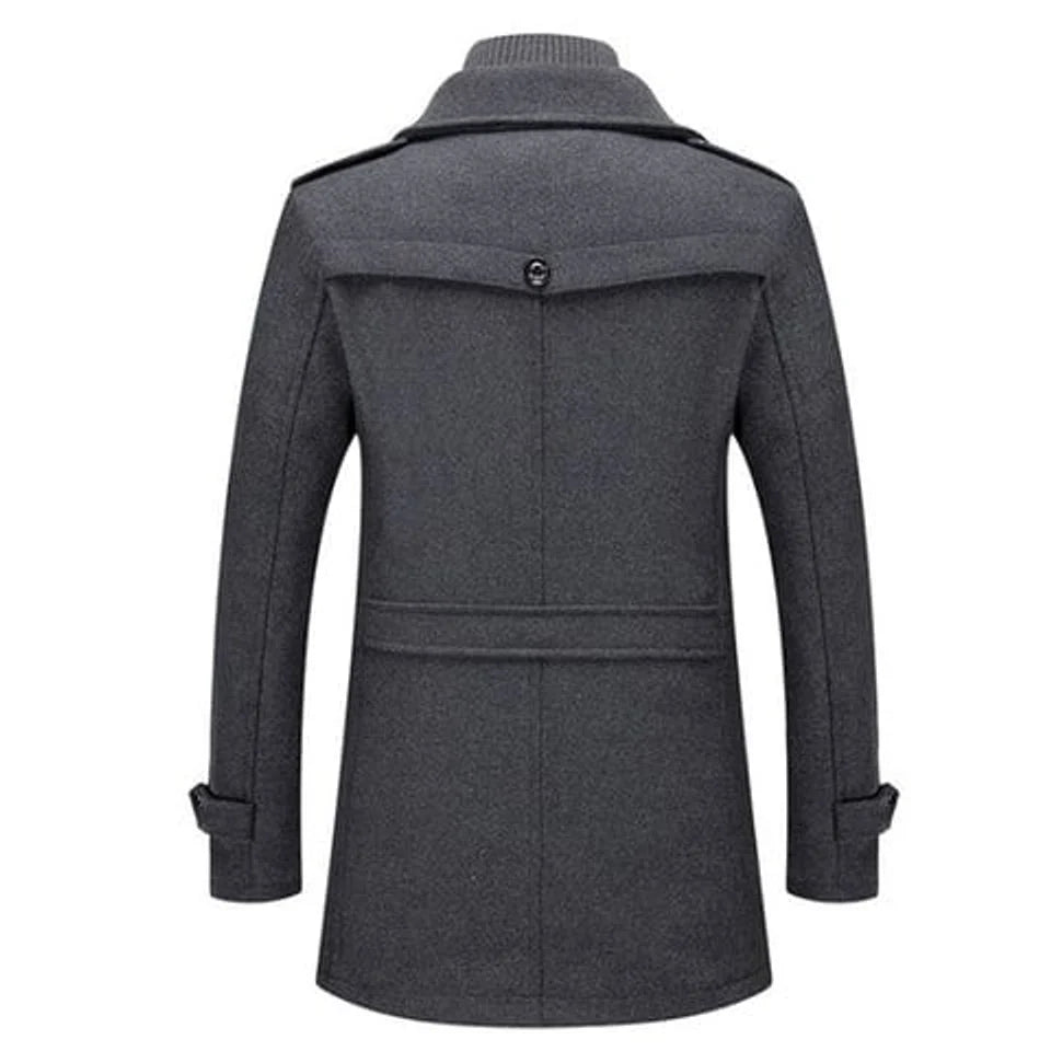 Lukas | Herren Zweiteiliger Wollmantel Slim-Fit Wintermantel mit Strickkragen 4