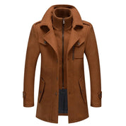 Lukas | Herren Zweiteiliger Wollmantel Slim-Fit Wintermantel mit Strickkragen 5