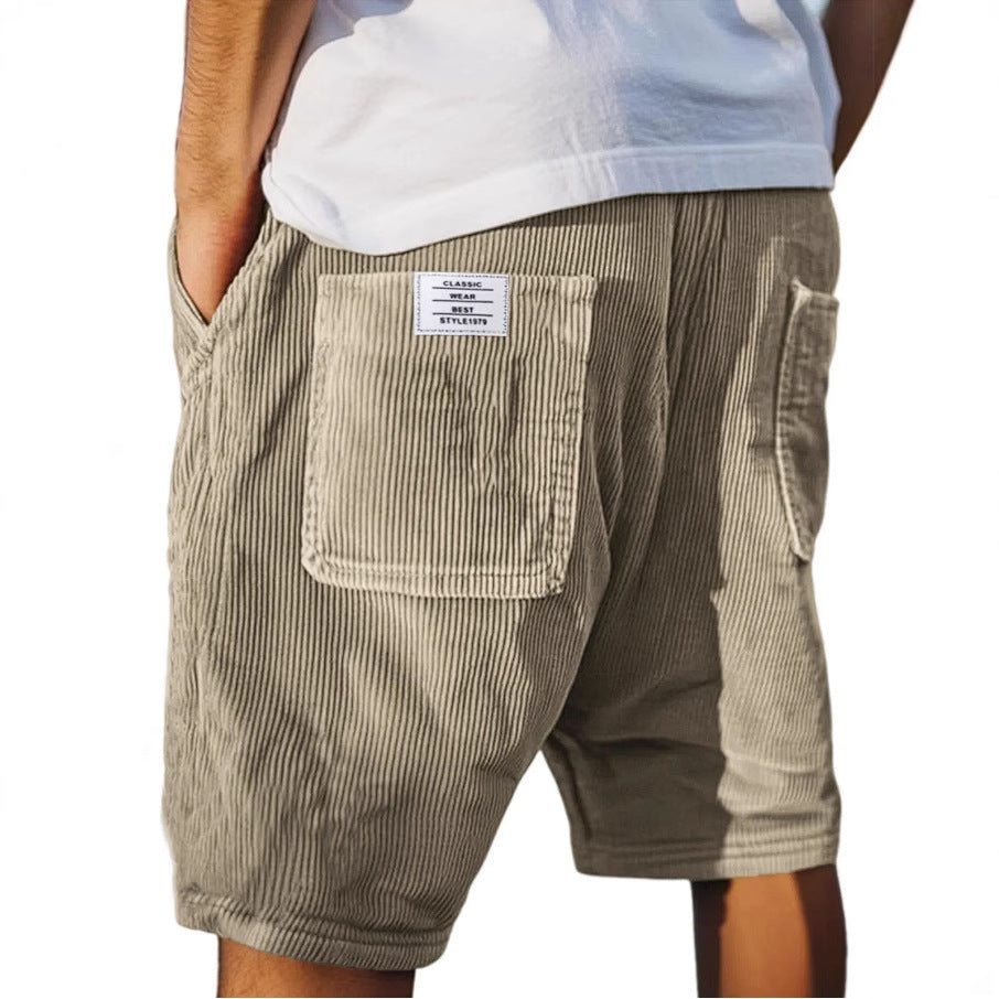 Męskie szorty z elastycznym pasem i sztruksową teksturą - casualowy styl na lato 1