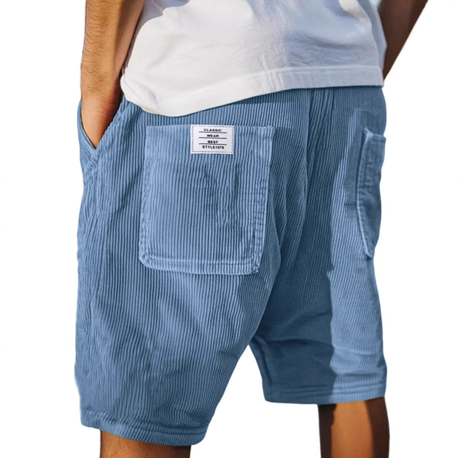 Męskie szorty z elastycznym pasem i sztruksową teksturą - casualowy styl na lato 2