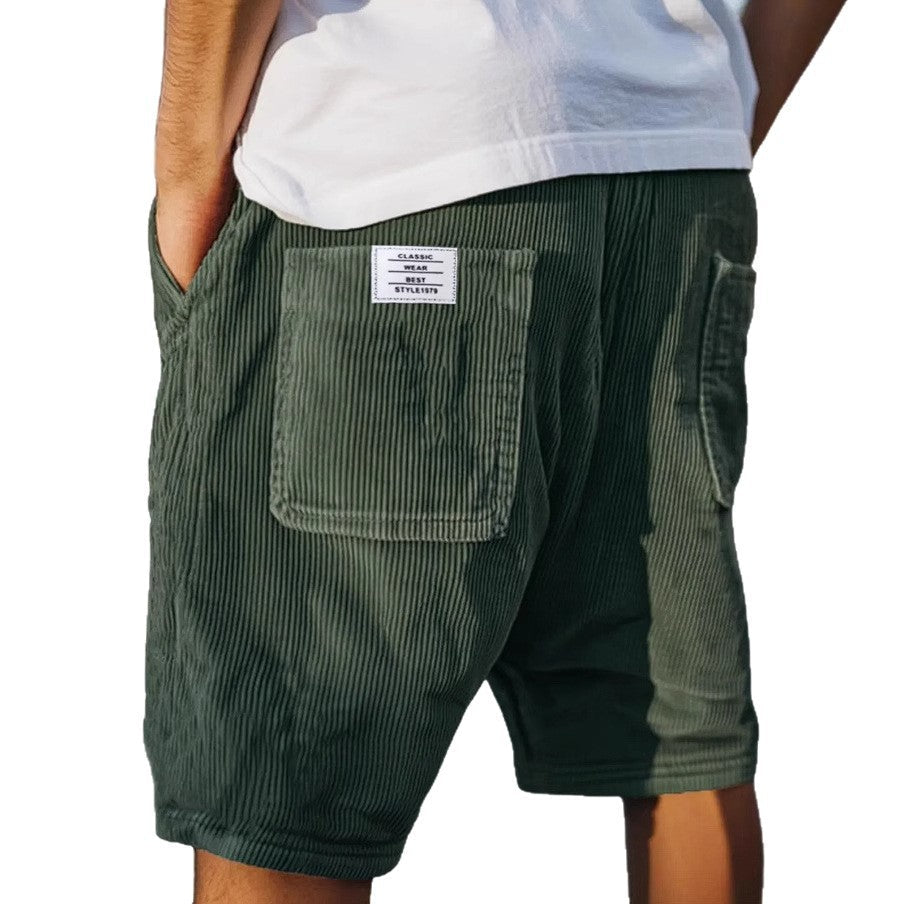 Męskie szorty z elastycznym pasem i sztruksową teksturą - casualowy styl na lato 5