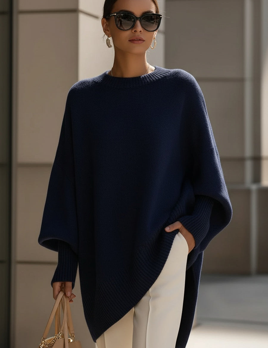 Oversize Sweter Damski z Drapowaniem Elegancki i Komfortowy 2