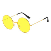 Stylowe Okrągłe Okulary Przeciwsłoneczne Unisex w Czerwonym i Żółtym Kolorze - Modny Design i Ochrona UV 7