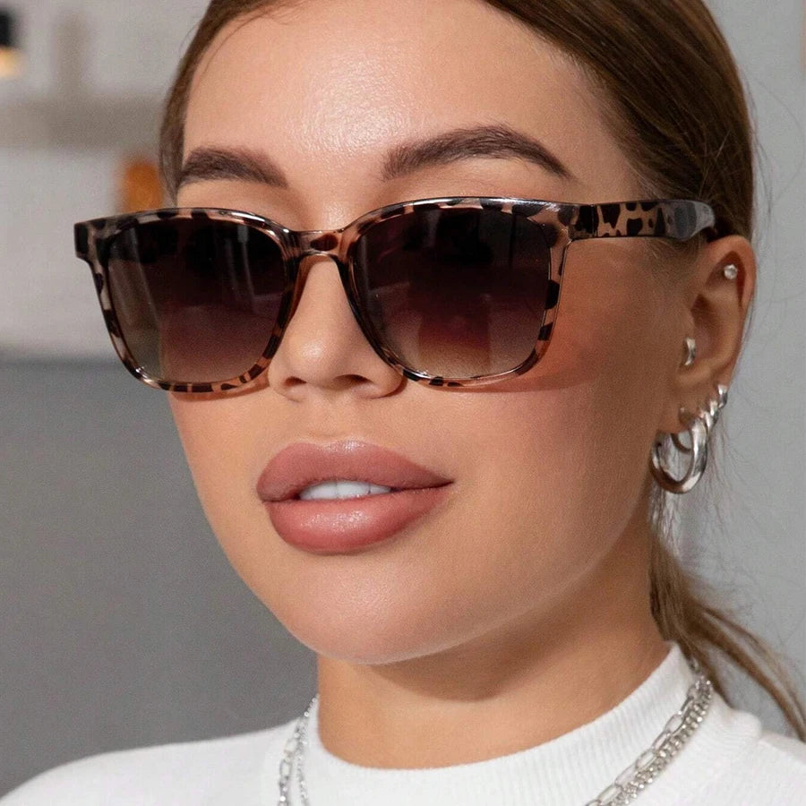 Stylowe Okulary Przeciwsłoneczne Damskie Retro z Kwadratową Oprawką, Ochrona UV, Modny Design 0