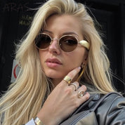 Stylowe Owalne Okulary Przeciwsłoneczne Damskie w Stylu Vintage - Elegancka Ochrona i Wyjątkowy Design 2