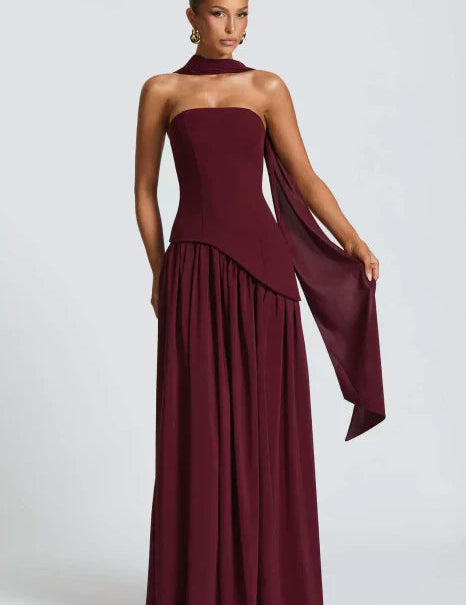 Sukienka Maxi Bez Ramiączek - Elegancka Sukienka Letnia Maxi na Wesele i Wieczór 0