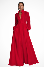 Sukienka Maxi Na Wesele Z Długim Rękawem, Elegancka Sukienka Letnia Maxi Z Kieszeniami, Stylowa Sukienka Długa 3