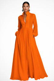 Sukienka Maxi Na Wesele Z Długim Rękawem, Elegancka Sukienka Letnia Maxi Z Kieszeniami, Stylowa Sukienka Długa 5