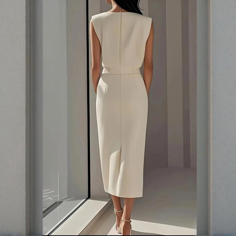 Sukienka Midi Elegancka Z Rozcięciem - Stylowy Krój Na Wesele, Idealna Na Specjalne Okazje 1