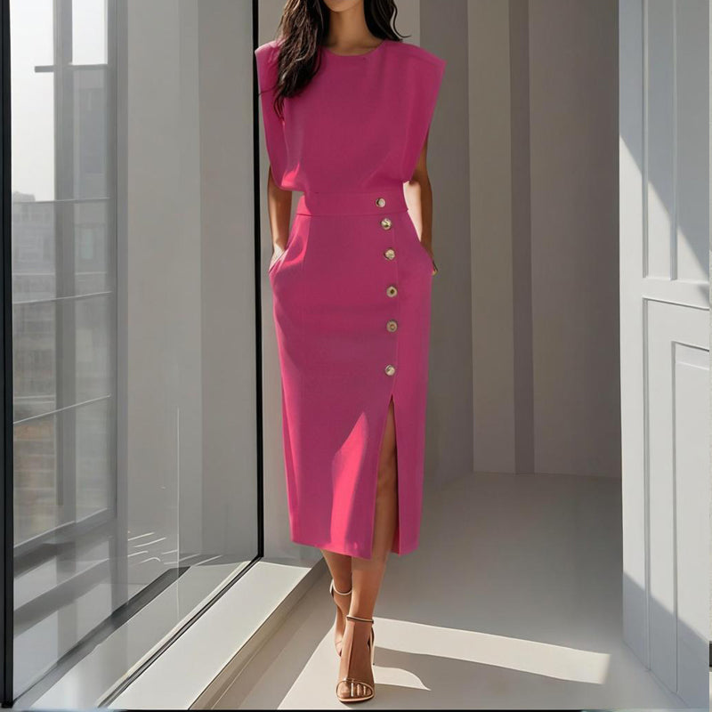 Sukienka Midi Elegancka Z Rozcięciem - Stylowy Krój Na Wesele, Idealna Na Specjalne Okazje 5