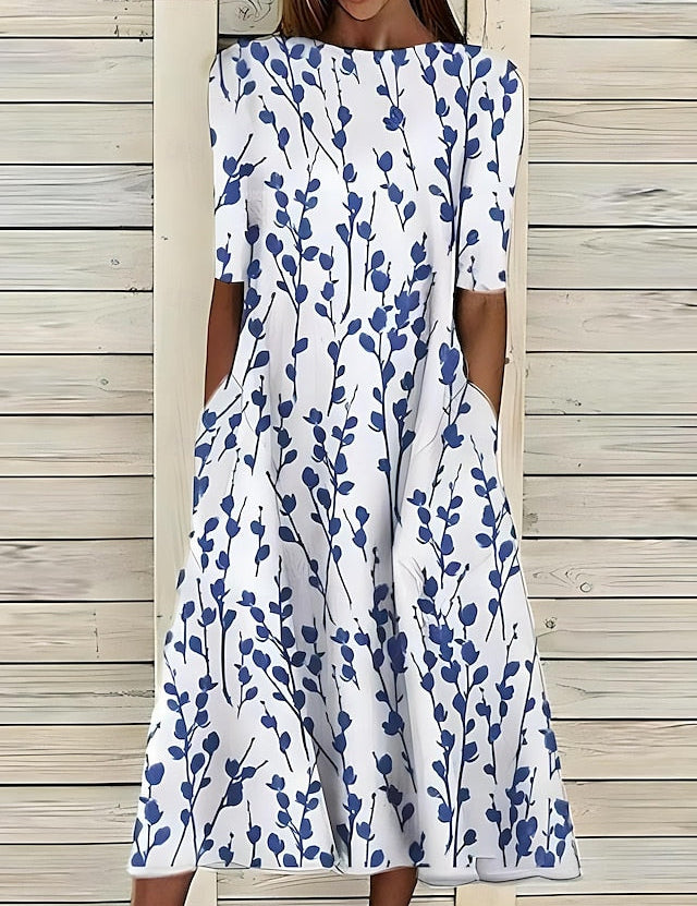 Sukienka Midi Elegancka w Kwiaty – Stylowy Krój na Wesele i Letnie Imprezy 0