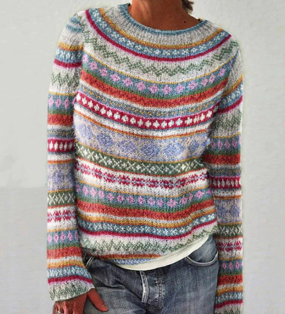 Sweter Damski Fenwick z Nordyckim Wzorem Fair Isle na Chłodne Dni, Stylowy Sweter z Długimi Rękawami 4