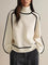Sweter Damski Z Golfem I Kontrastową Lamówką, Luźny Krój Na Chłodne Dni, Elegancki Styl 4