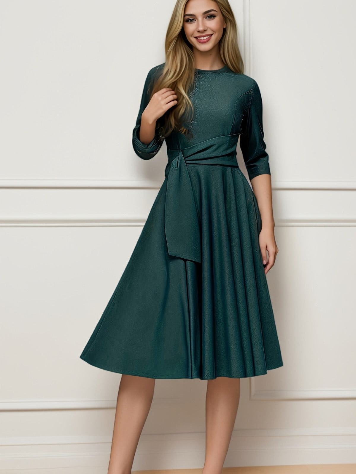 VIOLET | Elegancka sukienka midi z kokardą