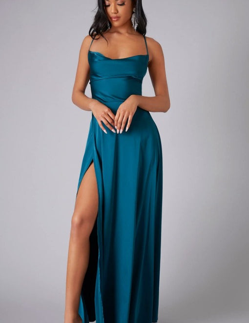 Sukienka Maxi na Wesele z Rozcięciem - Elegancka Sukienka Letnia Maxi na Lato dla Kobiet