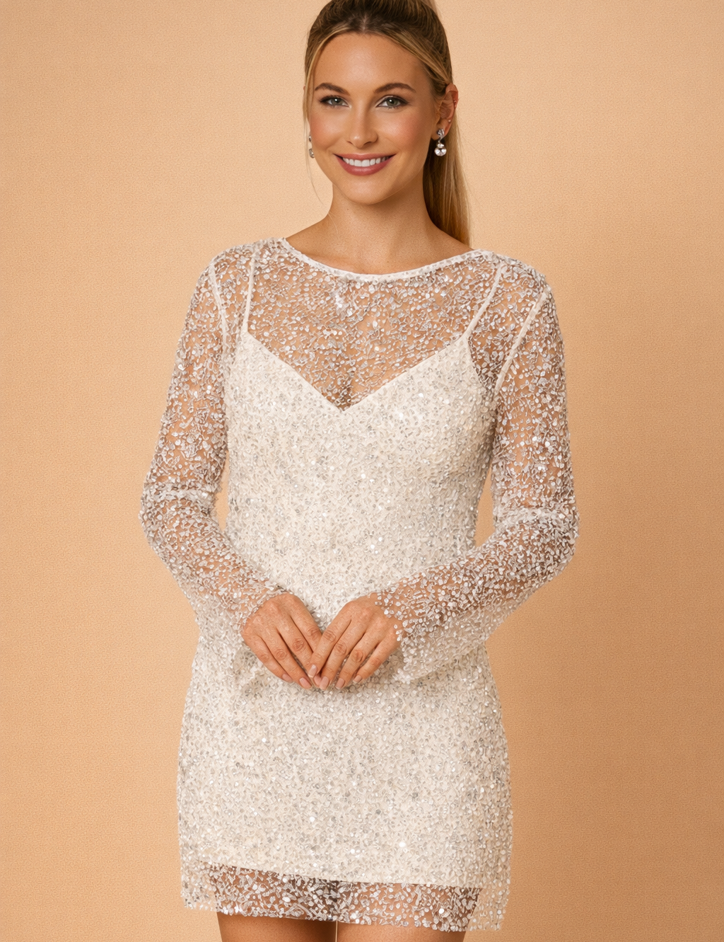 TRISHA | Elegancka damska sukienka z długim rękawem