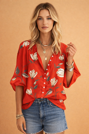 DELILAH | Elegancka bluzka z kwiatowym nadrukiem