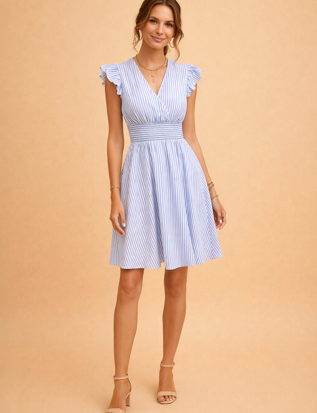 MADISON | Elegancka sukienka letnia midi w paski