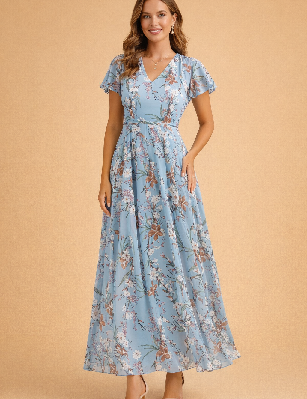 Lilia | Elegancka sukienka midi w kwiaty