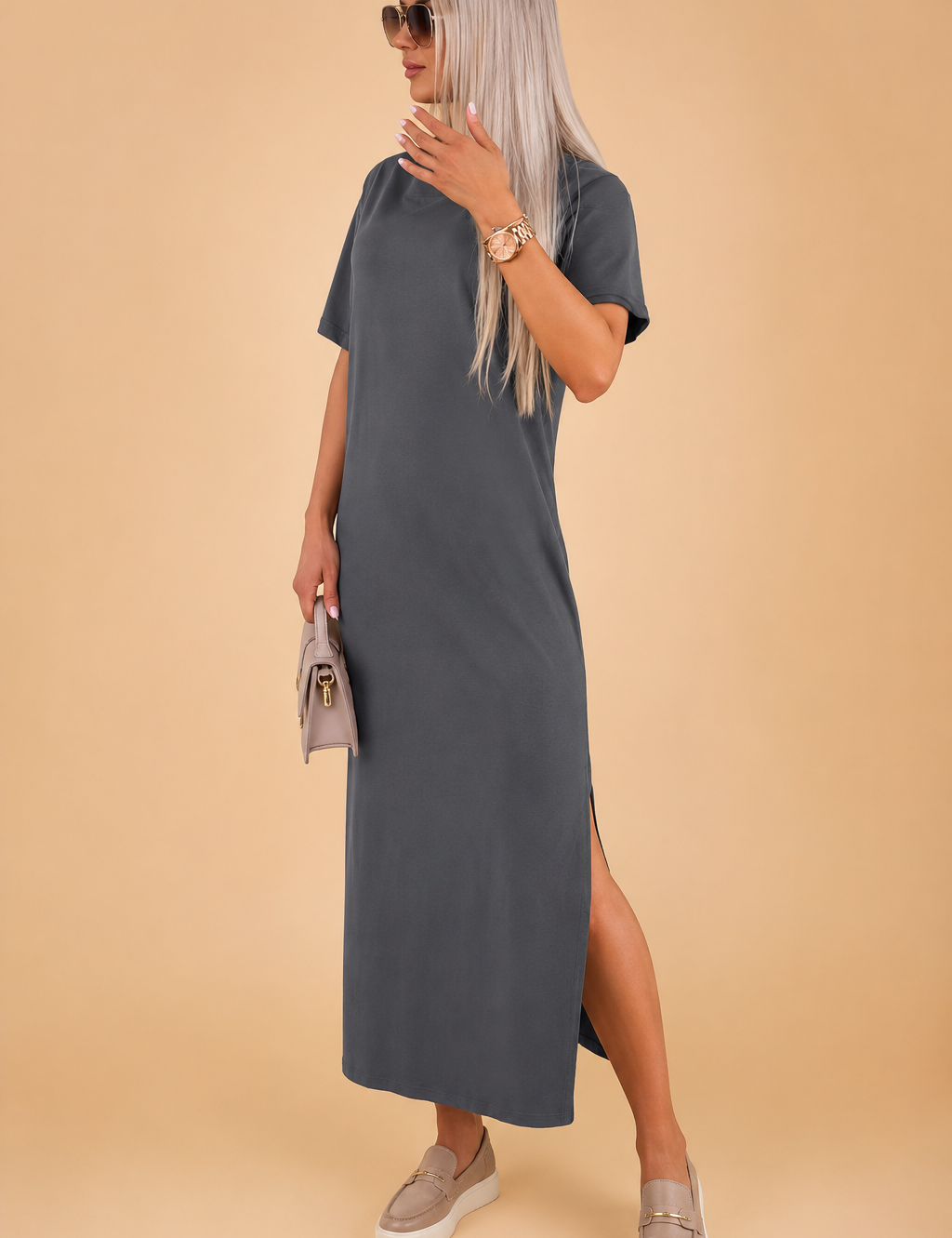 ESTELA | Elegancka sukienka z rękawami typu nietoperz