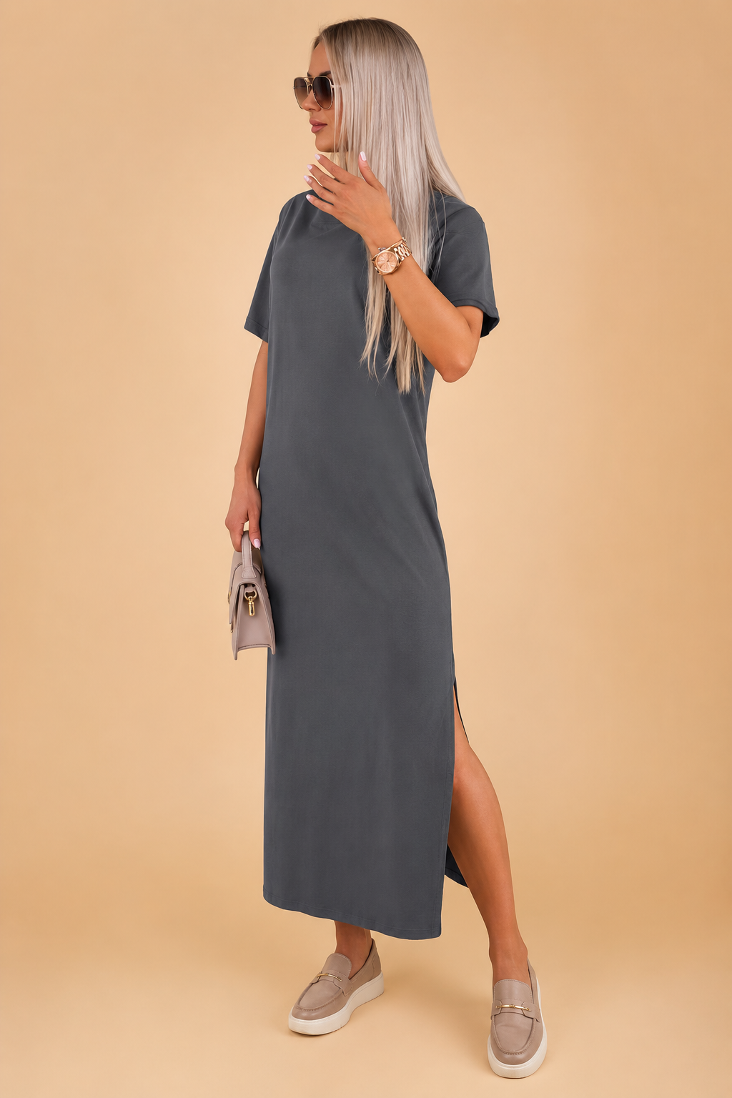 ESTELA | Elegancka sukienka z rękawami typu nietoperz