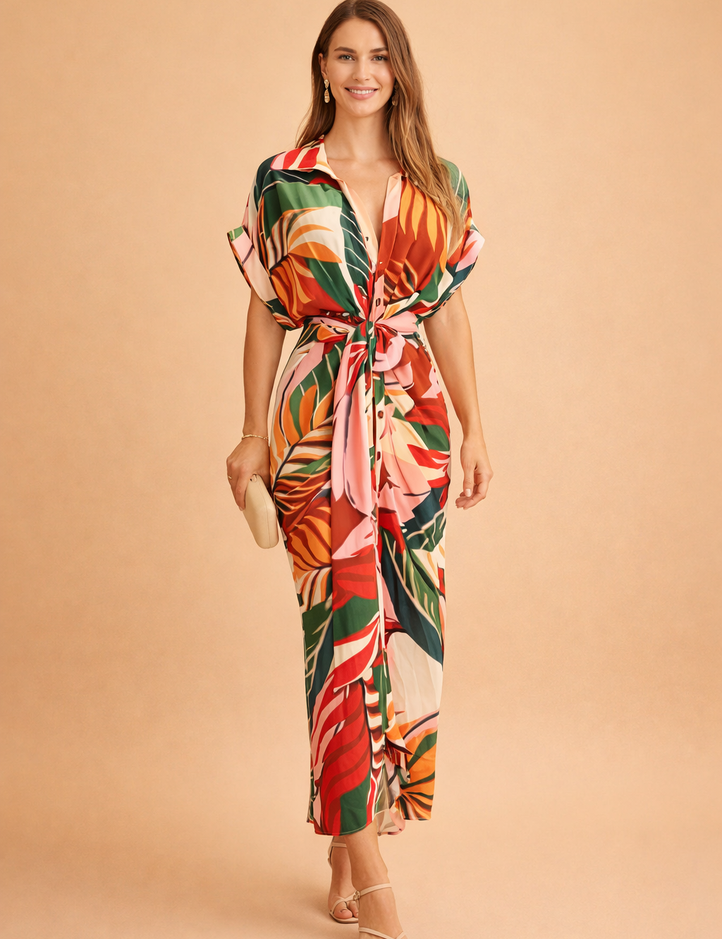 CHARLOT | Elegancka sukienka maxi z kokardą