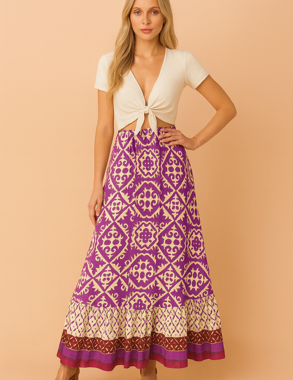 IZZY | Długa letnia spódnica w stylu retro boho