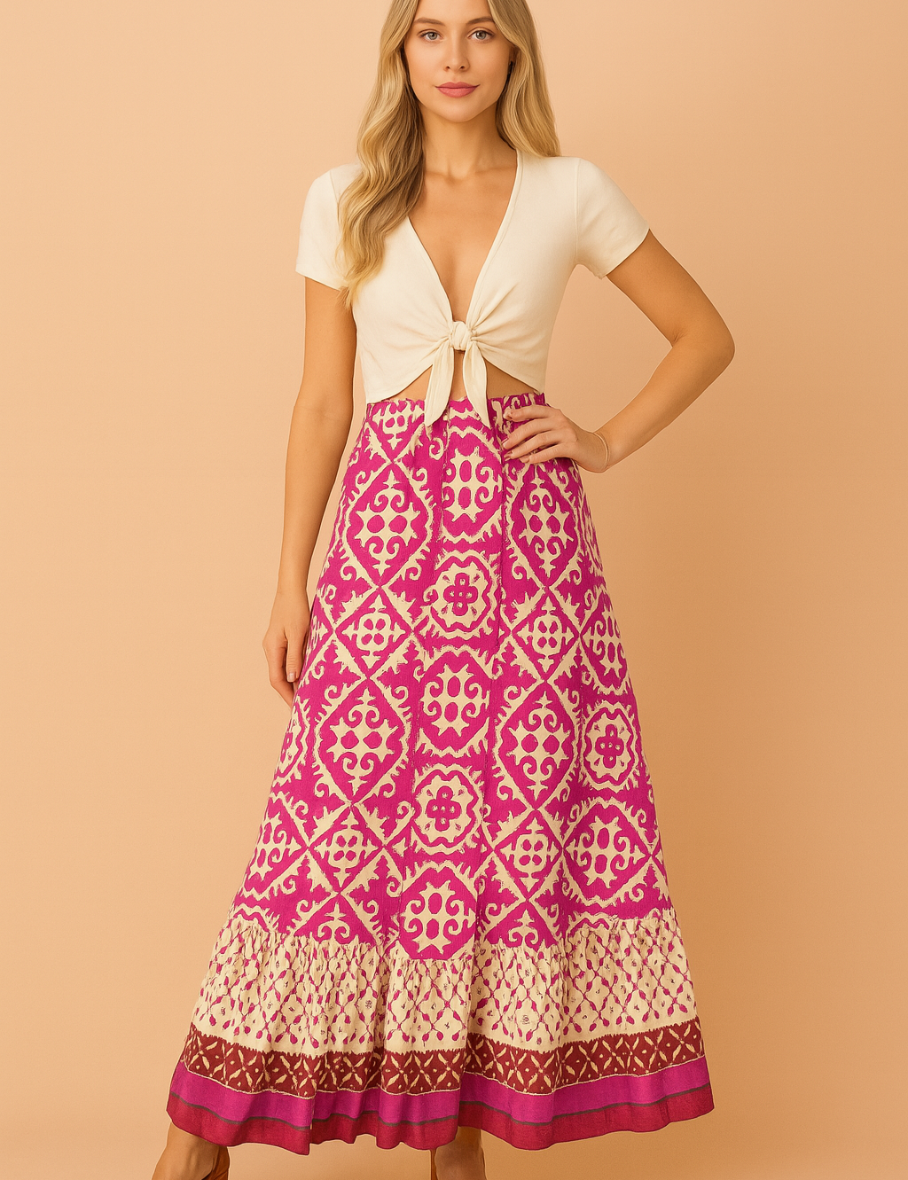 IZZY | Długa letnia spódnica w stylu retro boho