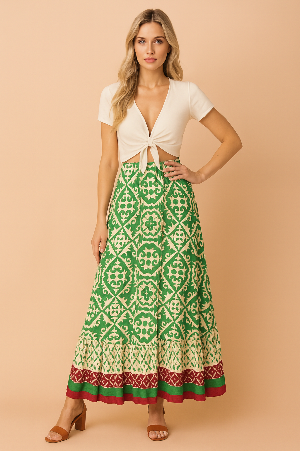 IZZY | Długa letnia spódnica w stylu retro boho