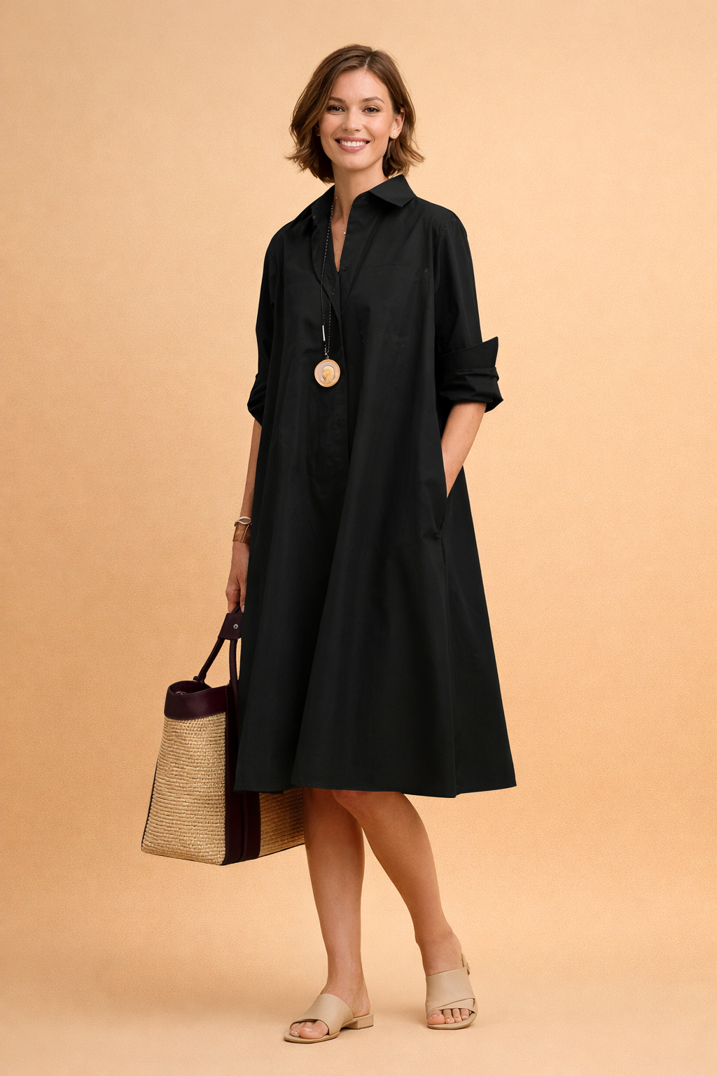 Amara | Minimalistyczna, luźna koszula z kieszeniami