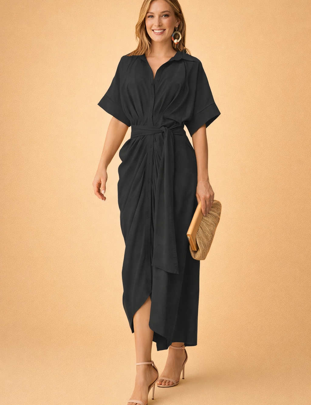 CHARLOT | Elegancka sukienka maxi z kokardą