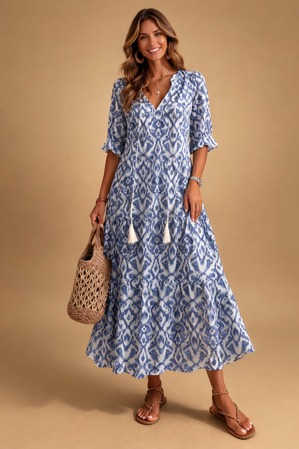 ANA | Sukienka maxi z kwiatowym nadrukiem