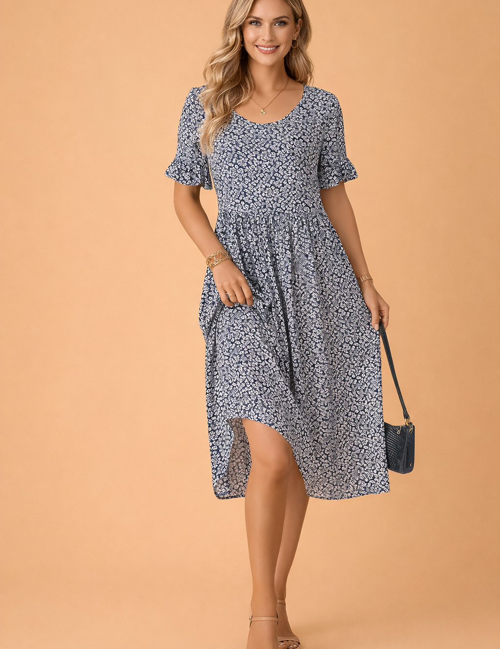 polish-model-posing-navy-floral-midi-dress-caramel-studio-background-full-body.png